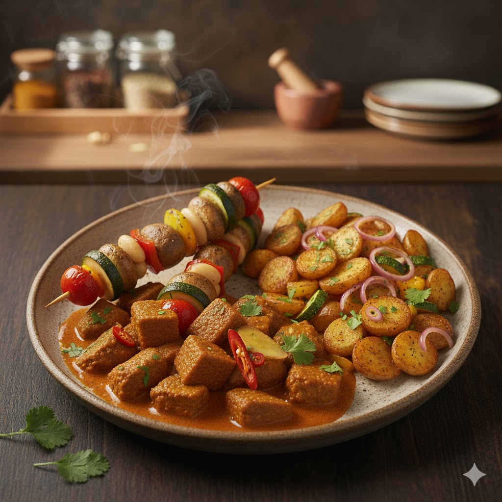 Curry Soja & Brochette Végé